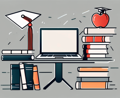 A classroom setting with highlighted elements like a laptop