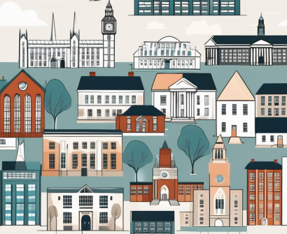 A diverse collection of ten school buildings