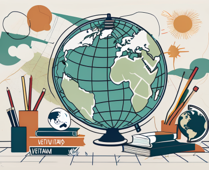 A classroom setting with multicultural educational tools scattered around