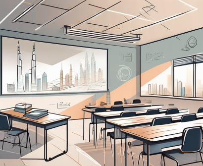 A modern classroom setting in dubai with various teaching tools and resources