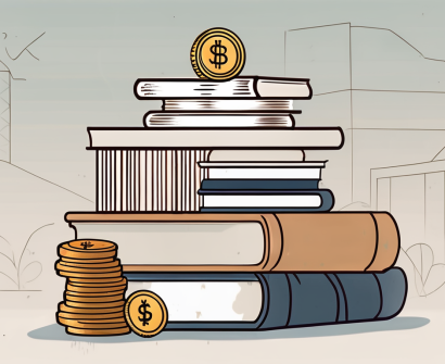 An international school building in malaysia with a symbolic scale balancing a stack of books (representing education) and a bag of coins (representing wages)