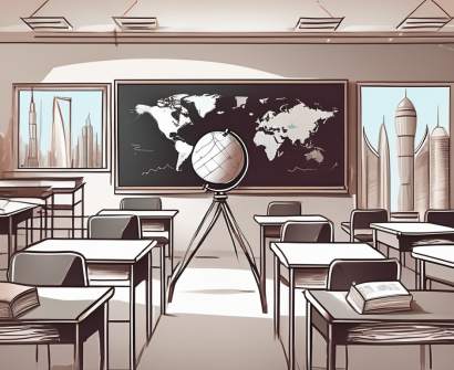 A classroom setting in dubai with various educational materials like textbooks