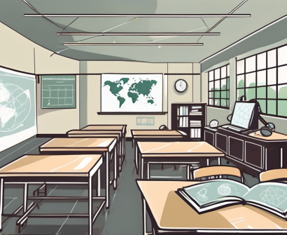 A classroom in a thailand international school with various educational materials like textbooks