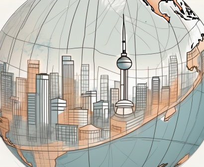 A globe with highlighted cities known for high-paying teaching jobs