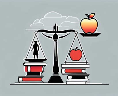 A globe with various educational symbols like books