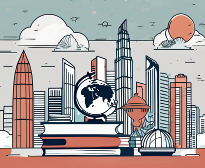 A singapore skyline with iconic landmarks