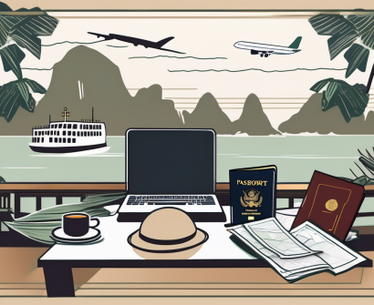 A teacher's desk with a passport