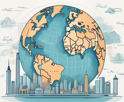 A globe with highlighted cities known for high-paying teaching jobs