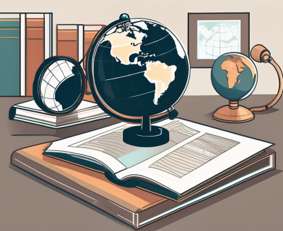 A classroom setting with a globe