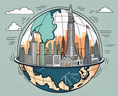A globe focused on thailand