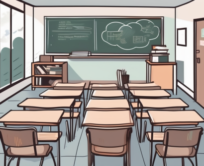 A classroom setting in singapore with a few empty chairs