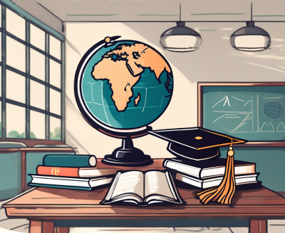 A classroom setting with a chalkboard
