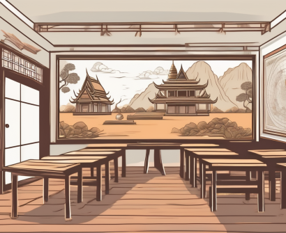 A classroom setting with thai cultural elements
