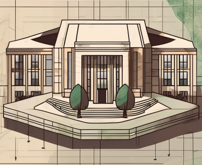 A saudi arabian school building with a symbolic representation of currency
