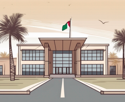 An international school building in oman surrounded by palm trees