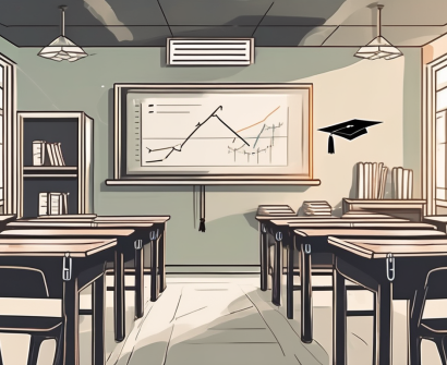A classroom setting in china with a chalkboard