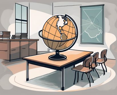 A singaporean classroom setting with diverse educational materials and a globe