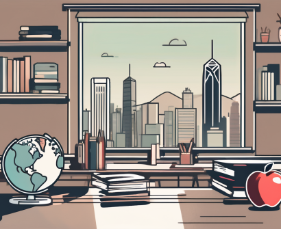 A classroom setting with a globe