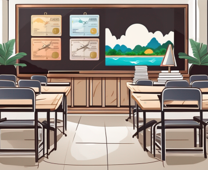 A classroom setting in thailand with teaching materials and elements that represent ipgce