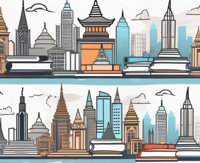 A bangkok skyline with iconic buildings and landmarks