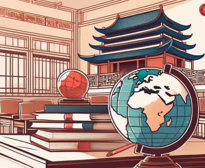 A classroom setting with traditional chinese architectural elements