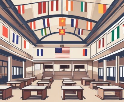 A school building with thai architectural elements