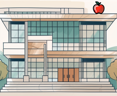 An international school building in china with elements like a globe