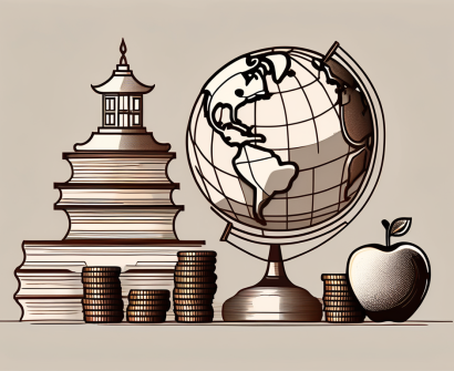 The iconic dubai skyline with various educational symbols like graduation cap