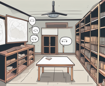 A classroom setting in cambodia with a few obstacles such as a language barrier symbolized by a broken speech bubble