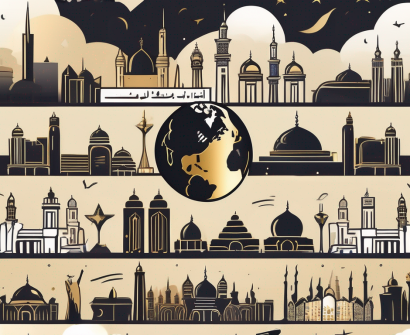 A saudi arabian city skyline with iconic buildings