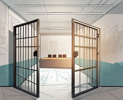 A classroom setting in dubai with various symbolic barriers such as a locked gate