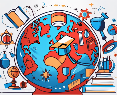 A diverse collection of school desks from various cultures around the world