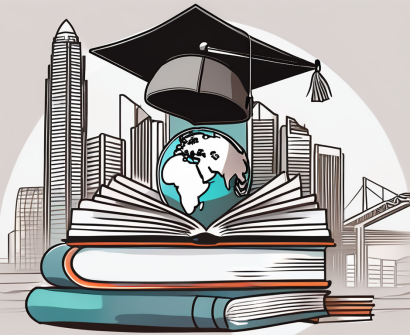 A stack of singaporean currency alongside symbolic teaching elements like a globe
