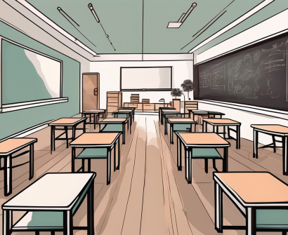 A classroom setting in china with a chalkboard