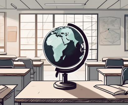 A classroom setting in singapore with a globe