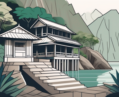 A traditional thai schoolhouse with six distinct barriers like a wall