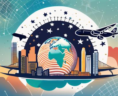 A vibrant singapore skyline with iconic landmarks