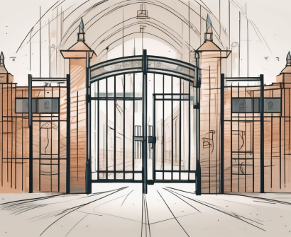 A school entrance with seven symbolic gates