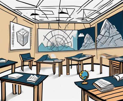 A classroom setting in dubai with various educational tools and symbols