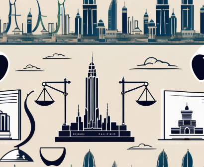 A dubai skyline with iconic landmarks