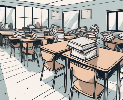 An overflowing classroom with desks and chairs crammed together