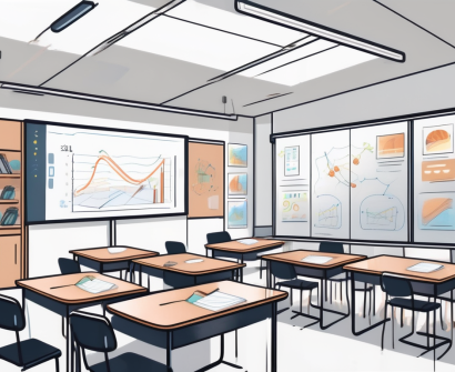 A classroom setting in singapore with various teaching tools such as a digital screen