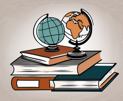 A balanced scale with books and a globe on either side