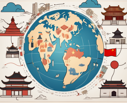 A global map highlighting china