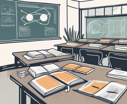 A singaporean classroom setting with various educational tools and policy documents