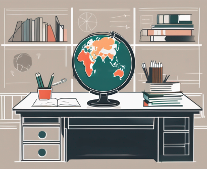 A teacher's desk with a cv