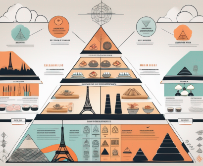 A k-w-l chart with various international symbols like the eiffel tower