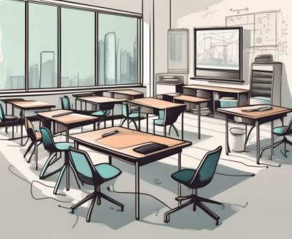 A classroom setting with a noticeable divide