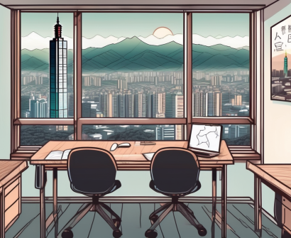 A classroom setting in taiwan with a chalkboard