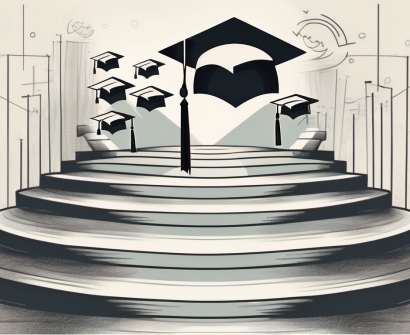 A pathway with nine steps leading towards a graduation cap (representing the ipgce)